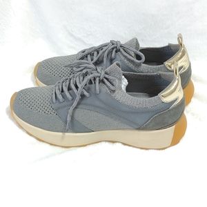 Steve Madden Silver Glitter Pull On Sneakers 7.5 Wealthy Dark Grey 80s Athletic